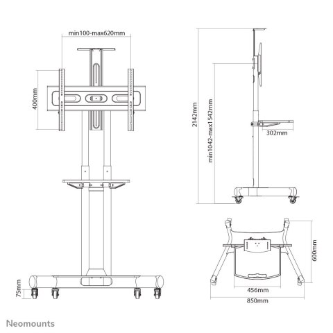 Neomounts by Newstar Select NM-M1700 190,5 cm (75") Czarny