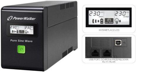 PowerWalker VI 600 SW FR Technologia line-interactive 0,6 kVA 360 W 2 x gniazdo sieciowe