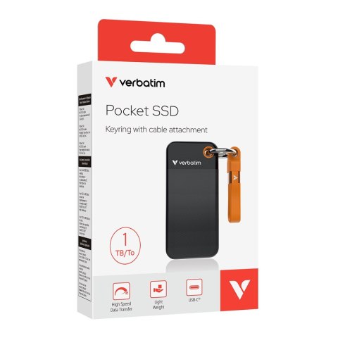 Dysk SSD zewnętrzny Verbatim Pocket SSD 1TB USB-C 3.2 Gen 2 czarny/pomarańczowy