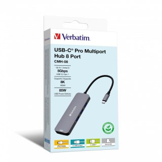 Verbatim CMH-08 USB Type-C 5000 Mbit/s Srebrny