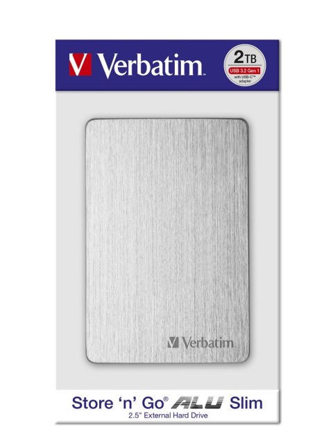 Verbatim Store 'n' Go ALU Slim zewnętrzny dysk twardy 1TB 2.5" USB Type-C 3.2 Gen 1 (3.1 Gen 1) Srebrny