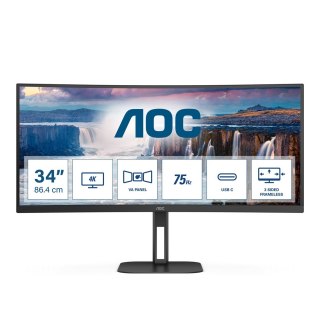 AOC V5 CU34V5C/BK LED display 86,4 cm (34") 3440 x 1440 px Wide Quad HD Czarny