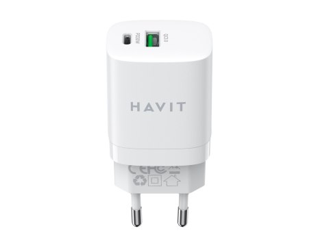 Ładowarka Havit USB-A+USB-C UC30 EU (biały)