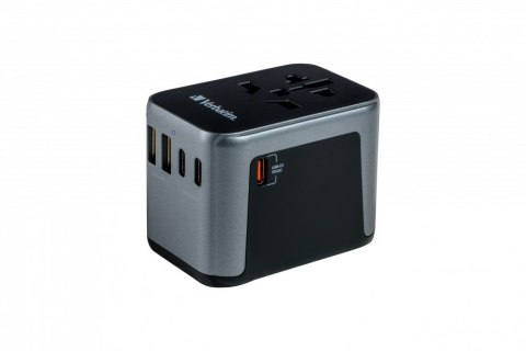 Adaptery wtyczek zasilających Verbatim UTA-03 globalny 1xUSB-C PD 30W QC 18W, 1xUSB-C 15W, 2xUSB-A 12W