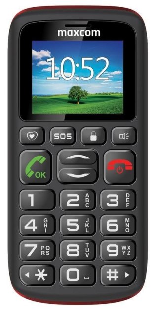 MaxCom MM428 4,57 cm (1.8") 78 g Czarny, Czerwony Telefon dla seniora