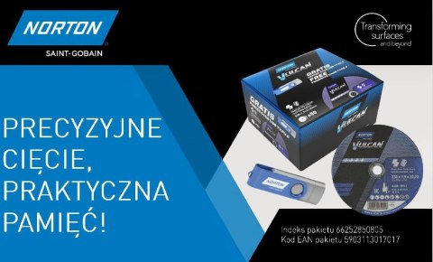 NORTON TARCZA.VULCAN 230 x 1,9mm 50/szt. A46S DO METALU+PAMIEĆ USB 64GB