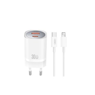 XO ŁAD SIEC CE21 PD 30W 1xUSB-C 1xUSB BIAŁA + KABEL USB-C/LIGHTNING