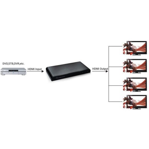 Techly IDATA HDMI2-4K4 rozgałęziacz telewizyjny HDMI 4x HDMI