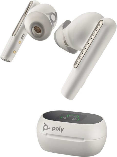 Poly Voyager Free 60+ UC M White Sand Earbuds +BT700 USB-A Adapter +Touchscreen Charge Case