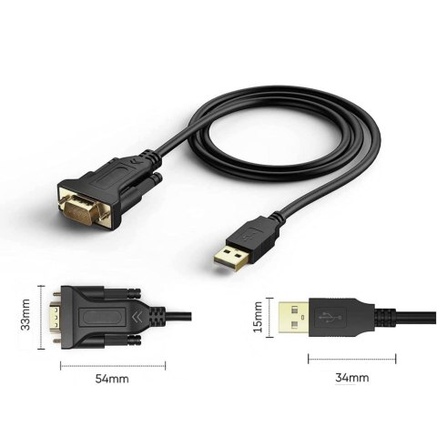 Techly IDATA USB2-SER-1A kabel równoległy Czarny 1,5 m USB Typu-A DB-9