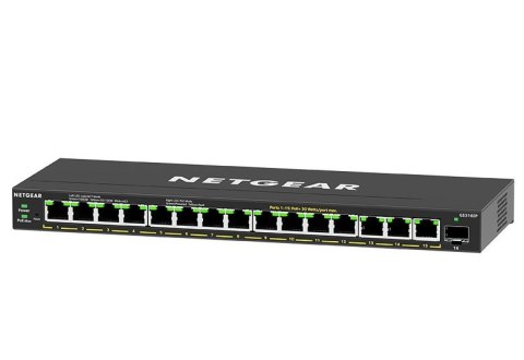 NETGEAR GS316EP-100PES łącza sieciowe Zarządzany Gigabit Ethernet (10/100/1000) Obsługa PoE Czarny