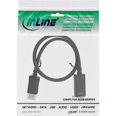 InLine 17183I adapter kablowy 3 m DisplayPort HDMI Typu A (Standard) Czarny