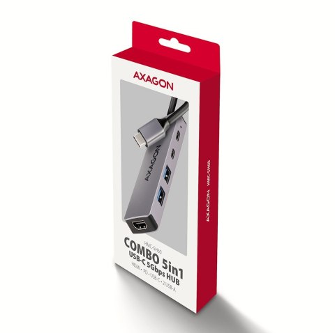 Axagon HMC-5H60 stacja dokująca Przewodowa USB 3.2 Gen 1 (3.1 Gen 1) Type-C Szary