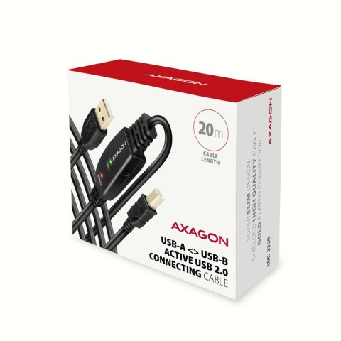 Axagon ADR-220B USB 2.0 A-M -> B-M active connecting/repeater cable 20m - Kabel - Digital/Daten kabel USB USB A USB B Czarny