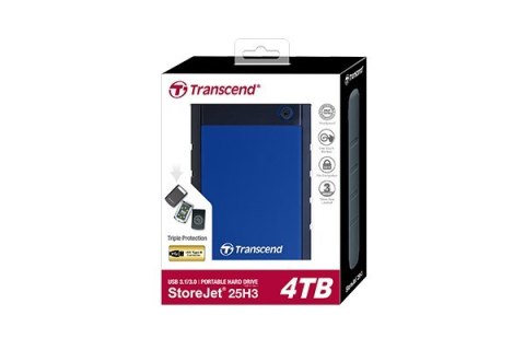 Transcend StoreJet 25H3 zewnętrzny dysk twarde 4 TB 5400 RPM 2.5" USB 3.2 Gen 1 (3.1 Gen 1) Niebieski, Granatowy (marynarski)