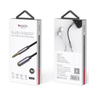 Yesido Kabel Audio YAU26 3.5mm Aux Male - 3.5mm Aux Female, 1m, BLACK / CZARNY