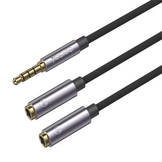 Yesido Kabel Audio YAU27 3.5mm Aux Male - 2x 3.5mm Aux Female , 30cm, BLACK / CZARNY