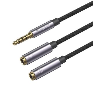 Yesido Kabel Audio YAU28 3.5mm Aux Male - 2x 3.5mm Aux Female , 30cm, BLACK / CZARNY