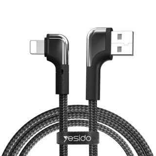 Yesido Kątowy Kabel CA81 12W USB-Lightning 2m 2.4A, BLACK / CZARNY