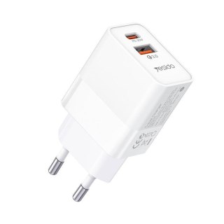 Yesido ładowarka sieciowa YC32 PD 20W QC3.0 USB-A+C, WHITE / BIAŁY