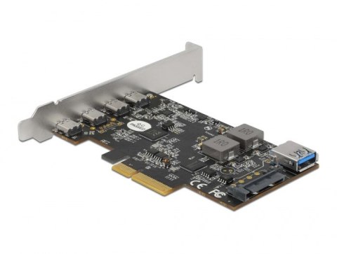 DeLOCK Karta PCI Express x4 do 4 x USB Type-C + 1 x USB Typ-A - SuperSpeed USB 10 Gbps - Konstrukcja niskoprofilowa