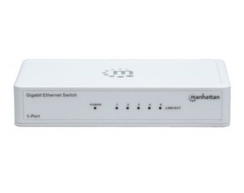 Manhattan 560696 łącza sieciowe Nie zarządzany L2 Gigabit Ethernet (10/100/1000) Biały