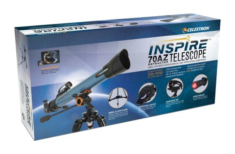 Celestron Inspire 70AZ Luneta 35x Czarny, Niebieski