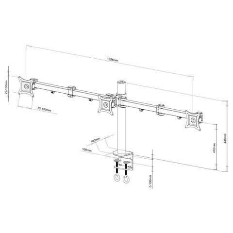 Techly ICA-LCD 482-T uchwyt / stojak do monitorów 61 cm (24") Biurko Czarny