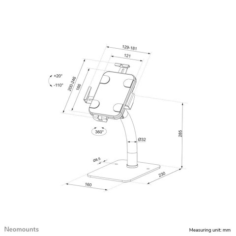 Neomounts DS15-625WH1 uchwyt Uchwyt pasywny Tablet/UMPC Biały