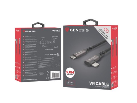 GENESIS NVC-2219 kabel USB USB 3.2 Gen 2 (3.1 Gen 2) 5 m USB C Czarny, Szary