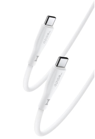 Yesido Silikonowy Kabel CA152 PD 60W Type-C/Type-C 1m 3A, WHITE / BIAŁY