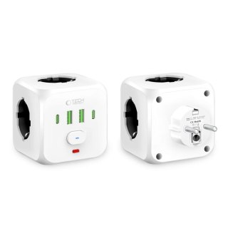 TECH-PROTECT ŁAD SIEC PCL3X4 2xUSB/ 2xUSB-C + 3xWTYCZKA WHITE