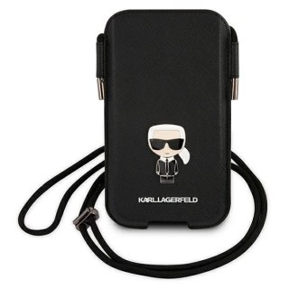 Karl Lagerfeld Torebka KLHCP12LOPHKMK 6,7" czarny/black hardcase Saffiano Ikonik Kar
`s