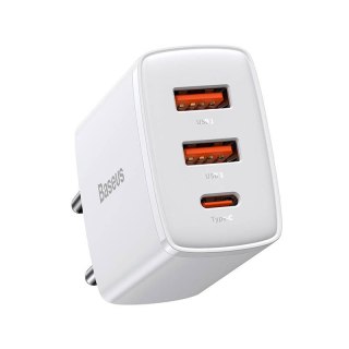 Ładowarka sieciowa BASEUS COMPACT QC 2xUSB/USB-C PD 3A 30W BIAŁA/WHITE