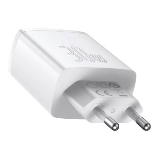 Ładowarka sieciowa BASEUS COMPACT QC 2xUSB/USB-C PD 3A 30W BIAŁA/WHITE