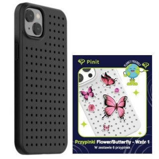 Zestaw Etui Pinit Dynamic + Flower/ Butterfly Pin iPhone 14 Plus / 15 Plus 6.7" czarny/black wzór 1