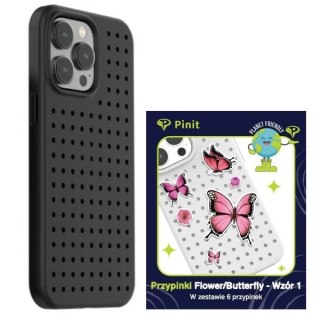 Zestaw Etui Pinit Dynamic + Flower/ Butterfly Pin iPhone 14 Pro 6.1" czarny/black wzór 1