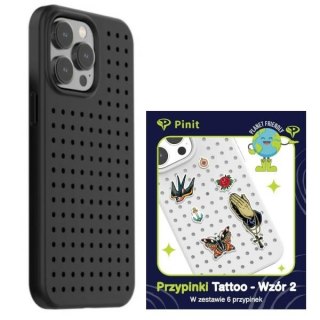 Zestaw Etui Pinit Dynamic + Tattoo Pin iPhone 14 Pro 6.1" czarny/black wzór 2