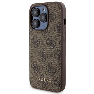 Zestaw Guess GUBPM5P15X4GEMGW iPhone 15 Pro Max 6.7" hardcase + Powerbank 5000mAh MagSafe brązowy/brown 4G Metal Logo