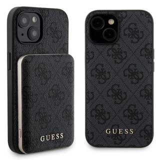 Zestaw Guess GUBPM5P15S4GEMGK iPhone 15 6.1" hardcase + Powerbank 5000mAh MagSafe czarny/black 4G Metal Logo