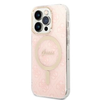 Zestaw Guess GUBPP14XH4EACSP Case+ Charger iPhone 14 Pro Max 6,7" różowy/pink hard case 4G Print MagSafe