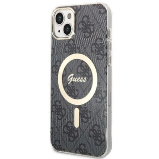 Zestaw Guess GUBPP14MH4EACSK Case+ Charger iPhone 14 Plus / 15 Plus 6.7" czarny/black hard case 4G Print MagSafe