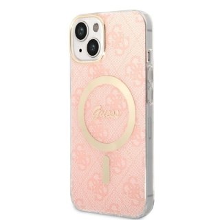 Zestaw Guess GUBPP14MH4EACSP Case+ Charger iPhone 14 Plus / 15 Plus 6.7" różowy/pink hard case 4G Print MagSafe