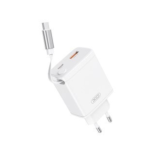 XO ŁAD SIEC CE31 USB+USB-C 30W ZE ZWIJANYM KABLEM USB-C