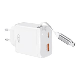 XO ŁAD SIEC CE31 USB+USB-C 30W ZE ZWIJANYM KABLEM USB-C