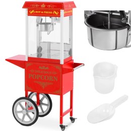 Profesjonalna maszyna do popcornu na wózku z oświetleniem RETRO 88 l 1600 W czerwona Royal Catering