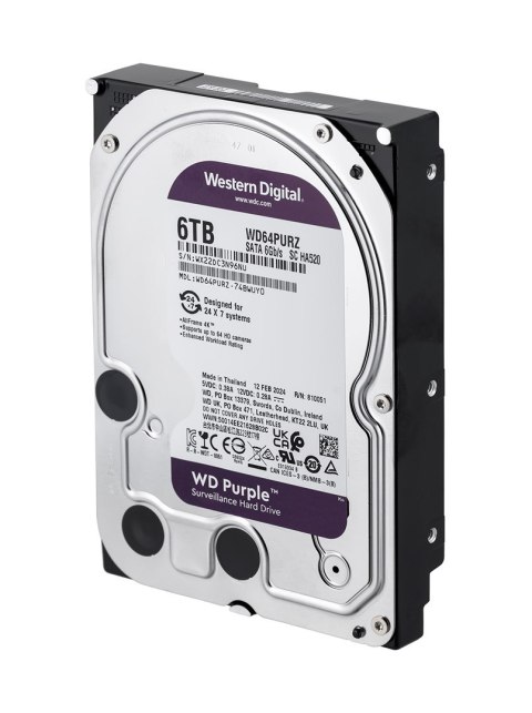 Dysk twardy HDD WD Purple 6TB 3,5" SATA WD64PURZ