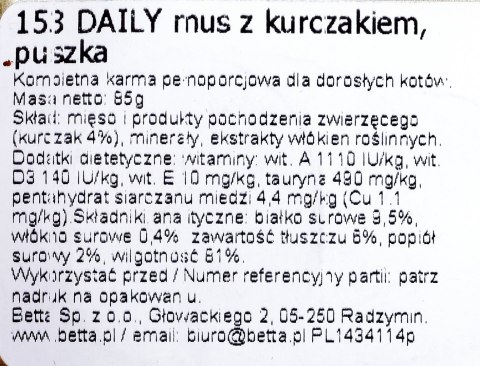 ALMO NATURE Daily Menu Mus z kurczakiem - mokra karma dla kota - puszka 85 g