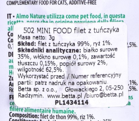 ALMO NATURE Green Label Mini Food Filet - saszetka tuńczyka 3g