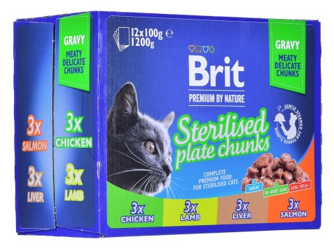 BRIT Premium Cat Sterilised Plate - mokra karma dla kota - 12x100 g